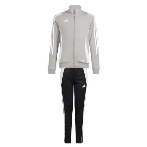 adidas Kinder Trainingsanzug Tiro 24 Team Mid Grey/White 164 - Streetwear Trainingsanzug für Jungen, aus 100% recyceltem Material mit AEROREADY-Technologie für ultimativen Komfort und Nachhaltigkeit.