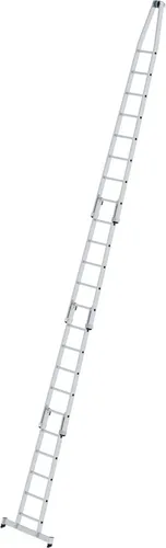 MUNK Aluminium-Glasreinigerleiter nivello-Traverse 23 Sprossen - Robuste 4-teilige Leiter mit 100 kg Zulassung, rutschsicheren Schuhen und 15 Jahren Qualitätsgarantie – ideal für professionelle Anwendungen.