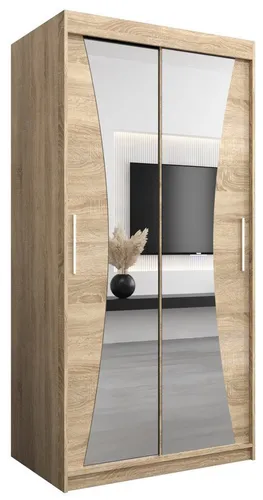 ABIKS MÖBEL Schwebetürenschrank MONACO mit Spiegel - Moderner Schwebetürenschrank in verschiedenen Größen mit viel Stauraum. Die Schiebetüren auf Aluminiumschienen und der elegante Spiegel sorgen für eine optimale Raumnutzung und eine stilvolle Optik.
