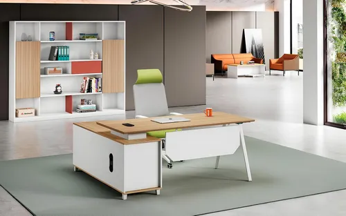 Xlmoebel Schreibtisch Büromöbel Set aus weißem Holz mit Arbeitstisch und Schrank (Arbeitstisch + Schrank), Hergestellt in Europa