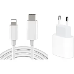 iPhone 14 Schnellladegerät USB C Netzteil & Ladekabel Set - Schnelles Aufladen für iPhone und iPad im Handumdrehen! Dieses praktische Set mit 20W Adapter und robustem USB-C Kabel sorgt für effizientes Laden und Datentransfer. Ideal für alle Geräte mit 8-Pin-Anschluss.