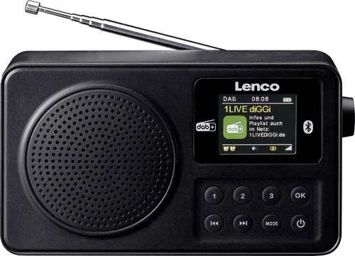 Lenco PDR-033BK Kofferradio DAB+, FM Schwarz - Kompaktes Kofferradio mit DAB+ und FM, ideal für unterwegs und bietet kristallklaren Klang in einem stilvollen, schwarzen Design.