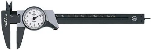 Wiha Uhrmessschieber dialMax 150 mm - Ablesung 0,1 mm, stoßgesichert und ideal für präzise Innen-, Außen- und Tiefenmessungen