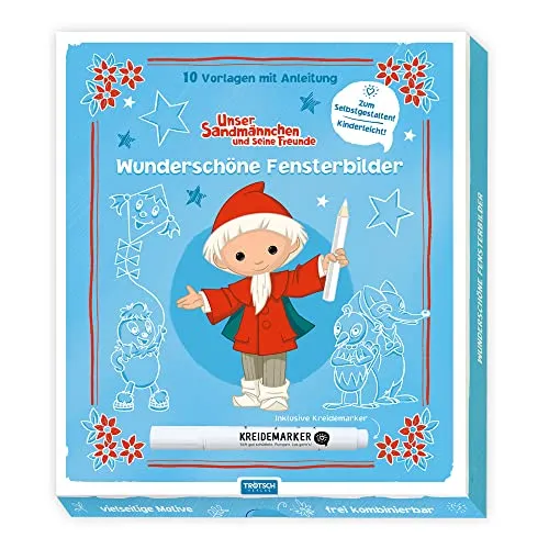 Trötsch Unser Sandmännnchen Mappe mit Vorlagen und Kreidemarker Wunderschöne Fensterbilder mit Kreidemarker: Fensterbilder Vorlagen Kreidemarker Vorlagenmappe Fensterdeko