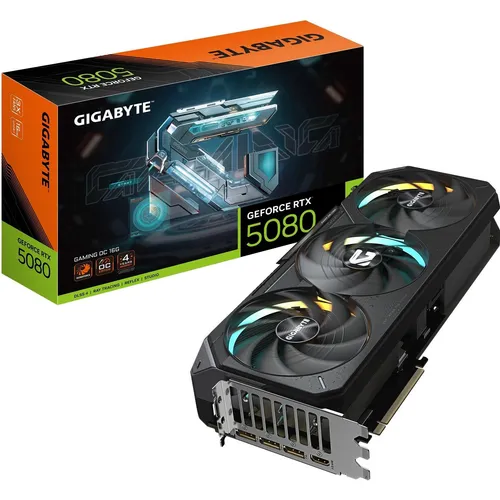 Gigabyte NVIDIA GeForce RTX 5080 Gaming OC 16GB GDDR7 - Grafikkarten für ultra-Next-Gen 4K-Gaming mit DLSS 4 und beeindruckenden Raytracing-Effekten. Ideal für Gamer und Kreativprofis, die höchste Leistung und Qualität verlangen.