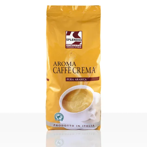 Splendid Kaffee Aroma Caffè Crema - Ganze Bohnen, 1kg - Kaffee - 100% Arabica-Bohnen, intensiv und vollmundig mit feiner Säure, ideal für Kaffeeliebhaber.