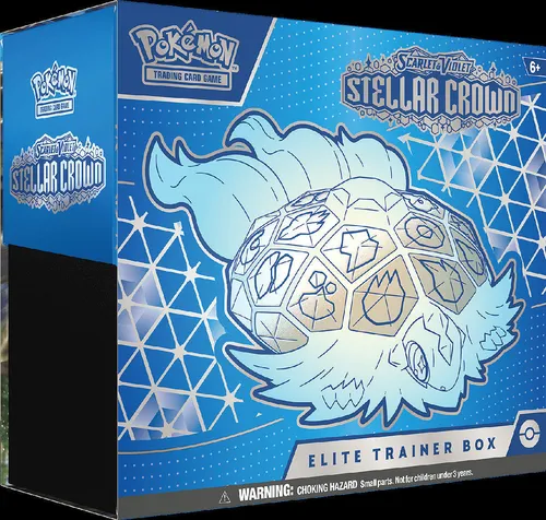 Pokémon Scarlet & Violet 7 Stellar Crown - Elite Trainer Box - TCG OVP Packs, enthält exklusive Karten und Zubehör für das ultimative Spielerlebnis im Pokémon Trading Card Game.