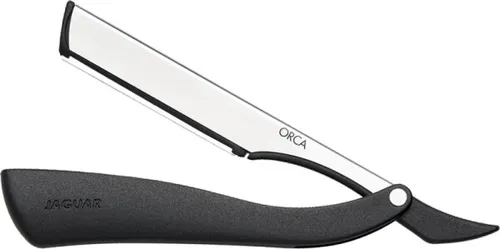 Jaguar Rasiermesser Orca lang - Premium Rasiermesser in elegantem Schwarz und Edelstahl, bietet präzisen Schnitt durch ergonomisches Design. Inklusive 10 Doppelklingen für sofortige Verwendung.