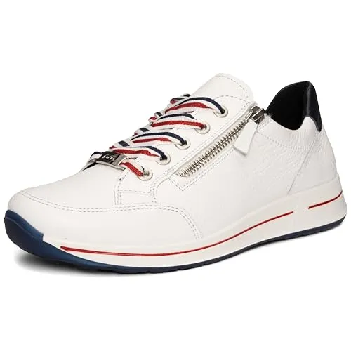 ARA Damen OSAKA Low-cut Sneaker in Weiß und Blau, Größe 39 - Damen-Sneaker mit Wechselfußbett und High Soft Bamboo für optimalen Komfort und Unterstützung den ganzen Tag über.