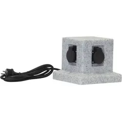 Star Trading Outdoor Verteiler-Steckdose 'Plugge', Granit-Optik, 4 Steckplätze - Praktische Outdoor Steckdose mit 4 Steckplätzen in eleganter Granit-Optik, ideal für Garten und Terrasse.