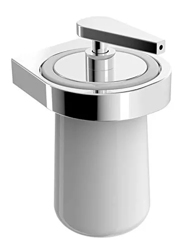 Seifenspender SDESS aus Keramik mit Wandhalterung aus Messing- Serie ES - chrom