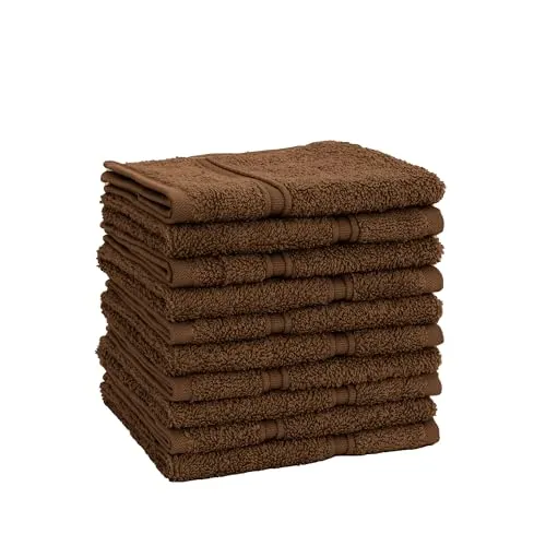 Veluna Home Premium Gästehandtücher Set 100% Baumwolle Gästehandtücher (30x30 cm) | Oeko-TEX Zertifiziert (Braun, 10er Pack)