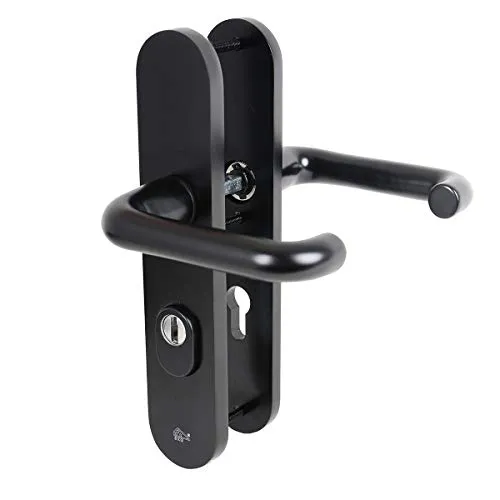 Schutzbeschlag Haustürbeschlag SKG3 mit Drücker und Profilzylinder - Türsicherungen mit Kernziehschutz, ideal für Türen von 38mm bis 58mm, bietet hohe Sicherheit dank Schutzklasse 3 und ist für DIN rechts und links geeignet.