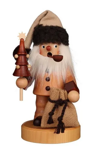 Räuchermännchen Weihnachtsmann natur - 20,0cm - Nussknacker aus dem Erzgebirge, handgefertigt und ein traditionelles Weihnachtsdekor für festliche Stimmung.