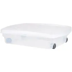 ONDIS24 Aufbewahrungsbox Kunststoffbox, Rollbox, Spielzeugkiste, Aufbewahrungsbox, mit Deckel und Rollen, stapelbar 40 l | 71 cm x 14.5 cm x 49 cm