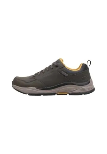 Skechers Benago-Hombre Walkingschuh grün 42 EU - Sneaker mit atmungsaktivem Obermaterial und gepolsterter Innensohle für maximalen Komfort beim Gehen.