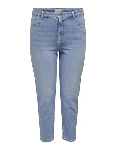 Only Carmakoma Damen Caremilystretch Jeans, Light Blue Denim - Damen-Jeanshosen, hohe Taille mit Gürtelschlaufen für optimalen Tragekomfort und modischen Look.
