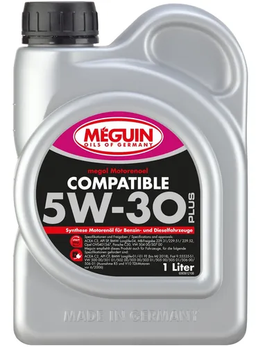Meguin megol Compatible 5W-30 Plus Motoröl 1 Liter Longlife BMW MB Opel VW Audi