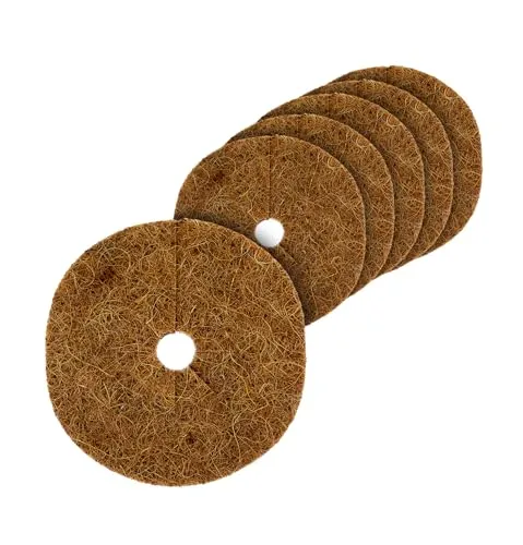 Spetebo Kokos Frostschutz Matte 6er Set rund - 25 cm - Winterschutz Mulch Scheibe für Pflanzen und Bäume - Kälteschutzmatte Unkrautschutzmatte Kokosmatte Garten Vlies ohne Latex