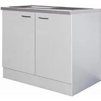 Flex-Well Classic Spülenunterschrank Wito 100 cm Weiß - Hochwertiger Küchenunterschrank mit Einbauspüle und Arbeitsplatte, ideal für modernes Küchendesign