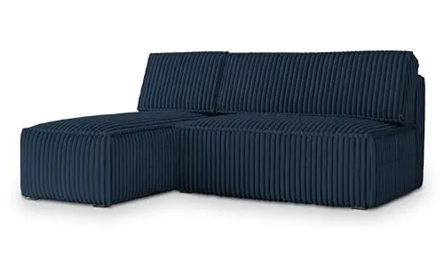 Masseno Ecksofa BRISO T mit Schlaffunktion - Sofa mit Bettkasten, ideal für Gäste und platzsparend. Trendiges Design in Blau, eleganter Komfort für Ihr Wohnzimmer.