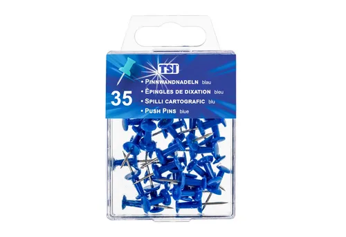 TSI Schreibwaren Pinnnadel Pinnwandnadeln, blau, 35 St.