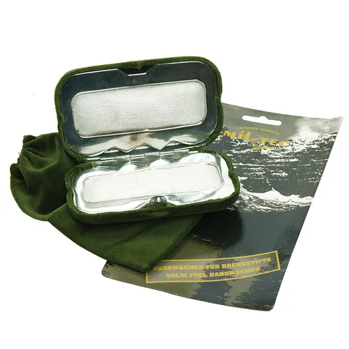 Mil-Tec Handwärmer für Brennstifte, oliv - Praktischer Taschenofen mit Transportbeutel, erzeugt wohlige Wärme durch glimmende Holzkohlestäbchen. Ideal für Outdoor-Aktivitäten, kompakt und leicht. Brenndauer bis zu 6 Stunden.