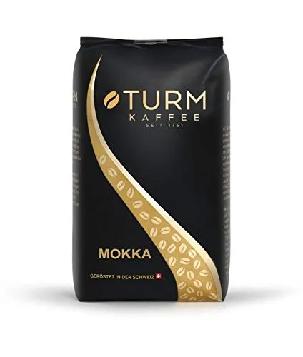 Turm Kaffee - Mokka 1000g | Kräftiger Kaffee für Schümli und Espresso - Kaffee mit 90% Arabica Bohnen, ideal für Vollautomaten. Säurearm und magenschonend, für vollen Geschmack ohne Kompromisse.