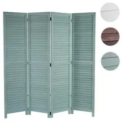 Paravent HWC-C30, Raumteiler Trennwand im Shabby-Look - Paravent aus massivem Paulownienholz, 4 Paneele im Vintage-Stil, ideal als Sichtschutz und Raumtrenner, komplett montiert für sofortigen Einsatz.
