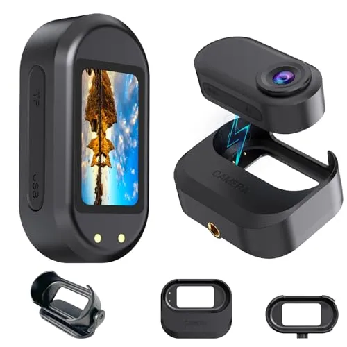 HUAJUN Mini Action Kamera, Tragbare Sportkamera und Magnetische Ladebox mit 1150mAh Batterie, 1080P Action Kamera mit Multifunctional Accessories für Radfahren,Reisen, Haustier(Keine SD Karte)