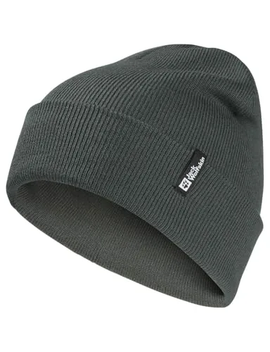 Jack Wolfskin RIB Beanie slate green (4136) One Size - Herren Mützen & Stirnbänder für Wanderer und Bergsportler, klassische Rippstrickmütze aus hochwertigem Polyacryl für optimalen Tragekomfort und warme Ohren im Winter.