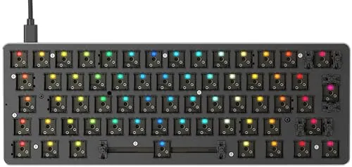 Glorious GMMK Compact ISO - Gaming Tastatur ohne Numpad - 60% Gaming-Tastatur mit RGB-Hintergrundbeleuchtung in 16,8 Mio. Farben, 100% Anti-Ghosting und vollem N-Key-Rollover für ultimative Performance beim Spielen.