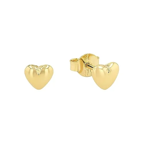 Amor Ohrstecker Mädchen - Herz aus 375 Gold - Ohrringe für Mädchen, glänzende Herz-Ohrstecker aus hochwertigem 375 Gold, ideal als zeitloses Geschenk in einer eleganten Schmuckbox.