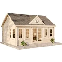 Alpholz Gartenhaus CLOCKHOUSE® XL 550x420 cm - Geräumiges Gartenhaus aus nordischer Fichte mit 8 Dreh-Kipp-Fenstern und Satteldach, ideal für Gartenliebhaber, die zusätzlichen Stauraum oder einen Rückzugsort suchen.