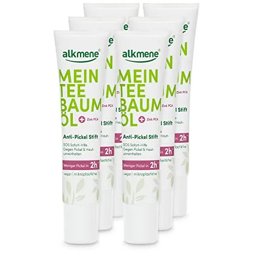 alkmene Anti-Pickel Stift mit Teebaumöl - SOS Soforthilfe - Der alkmene Anti-Pickel Stift mit 100% reinem Teebaumöl bietet schnelle Unterstützung gegen Hautunreinheiten und sorgt für ein klares Hautbild. Praktisch in der Anwendung und vegan, ideal für jeden Hauttyp.