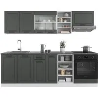 Vicco Küchenzeile R-Line, Anthrazit Landhaus/Weiß