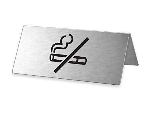 Tischaufsteller Nichtraucher 85x40 mm Tischschild aus Edelstahl Nr.2699-1