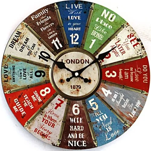 Vintage Wanduhr Wheel of Fortune