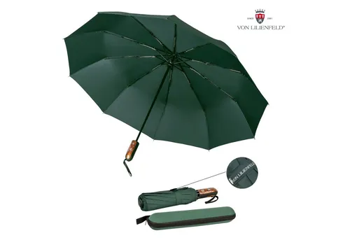 von Lilienfeld Taschenregenschirm Schirm Clark mit Reise-Etui Auf-Zu-Automatik Teflonbeschichtung, extrem wasserabweisend, schnelltrocknend