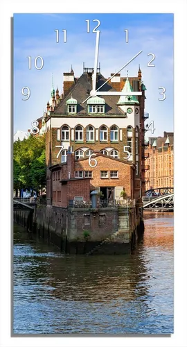 Wallario Wanduhr Historisches Kontorhaus im Kanal (Uhr aus Acryl)