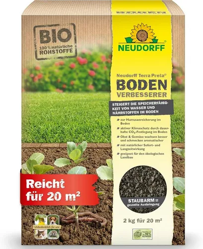 Neudorff Bodenverbesserer Terra Preta BodenVerbesserer 2 kg, Kalkdünger für einen kräftigen, grünen Rasen und beugt Moos vor, staubarm & schnell löslich
