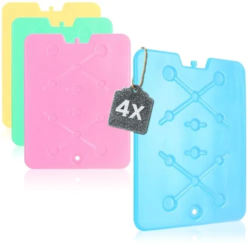 com-four® 4X Extra Flacher Kühlakku - platzsparend und ideal für Kühlbox und Kühltasche - Großes Kühlelement - EIS-Akku (04 Stück - groß)