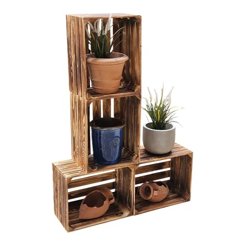 Holzkiste NEU geflammt 50 x 40 x 30cm in braun von Teramico