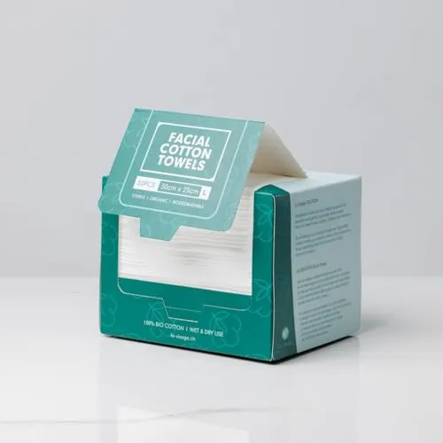 Le Visage Gesichtstücher aus Bio-Baumwolle, 50 Stück, 30 cm x 25 cm, steril und biologisch abbaubar