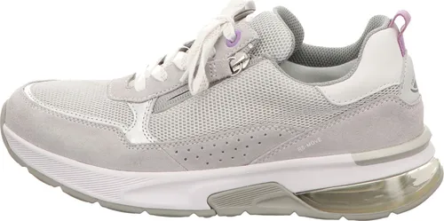 Gabor Sneaker Damen - Leder Sneaker in hellgrau/silber mit praktischem Reißverschluss und Schnürung, ideal für stilvolle Freizeitlooks.