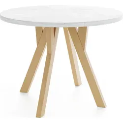 WFL GROUP Runder Ausziehbarer Esstisch im Loft-Stil in weiß von WFL GROUP