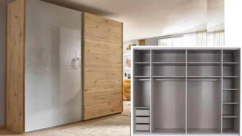 X-Tend Schwebetürenschrank Eiche Artisan grau 271x223 cm