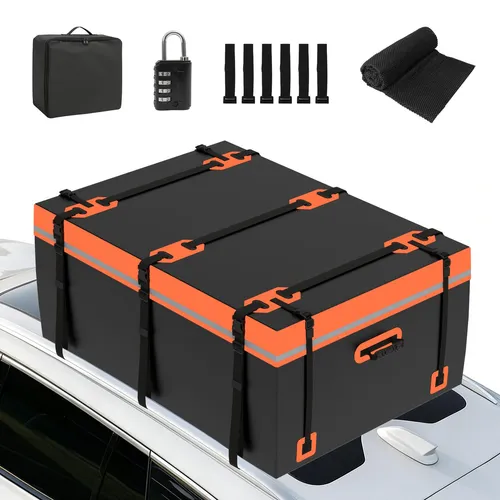 Puluomis Dachbox 600L - Faltbar und Wasserdicht mit Schloss - Optimale Raumausnutzung für Reisen! Die Puluomis 600L Dachbox ist aus robustem, wasserdichtem Material gefertigt und bietet 600 Liter Stauraum. Ideal für Camping und Roadtrips, inklusive sicherem Kombinationsschloss und stabilen Gurten.