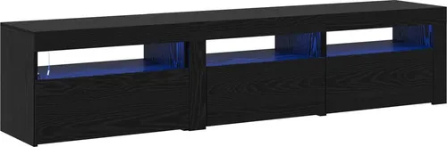 vidaXL TV-Schränke 2 pcs Schwarze Eiche 180 x 35 x 40 cm - Moderne TV-Halterung mit integrierter RGB-LED-Beleuchtung und viel Stauraum für Mediengeräte. Perfekt für Wohnzimmer, unterstützt Fernseher bis 70 Zoll und sorgt für stylische Akzente.