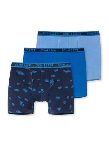 Schiesser Jungen 3 PACK Boxershorts - 95/5 Organic Bio Baumwolle - Boxershorts für Jungen im praktischen Dreierpack, aus hautfreundlicher Organic Cotton für höchsten Tragekomfort und perfekte Passform mit elastischem Webgummibund.